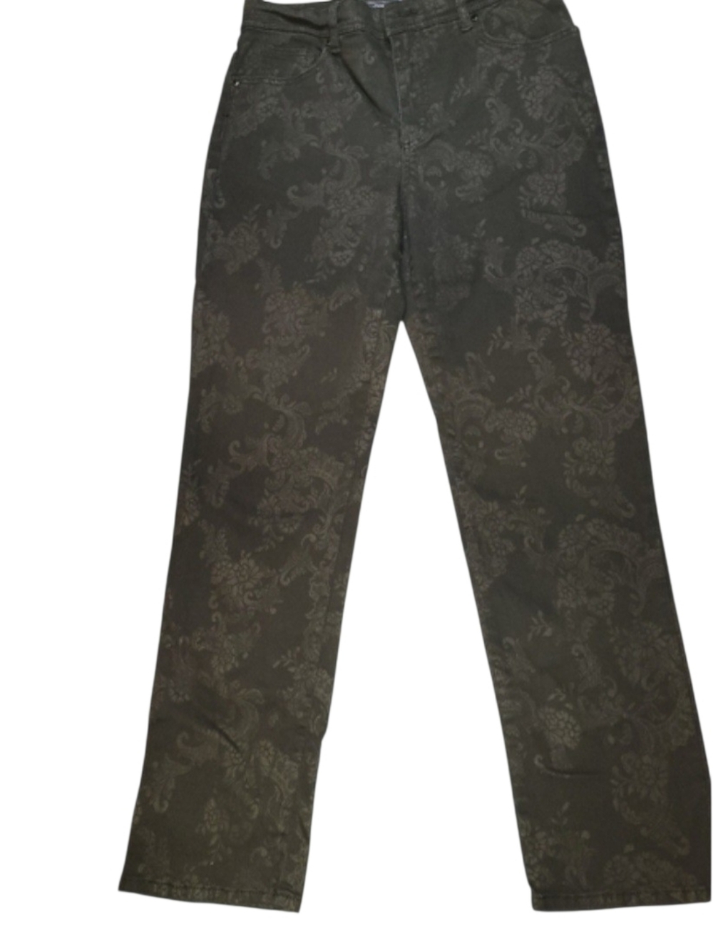 Women's Charter Club Black Denim Floral Print Straight Leg Jeans Size 10